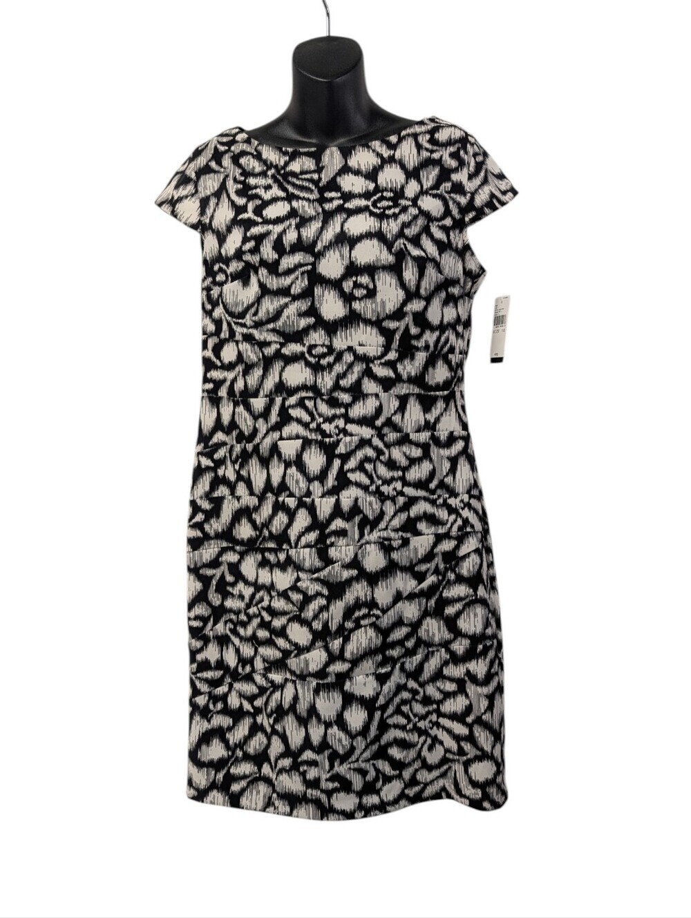 ALYX Black & White Ikat Floral Print Fitted Sheath Dress Women's Size 10 NWT